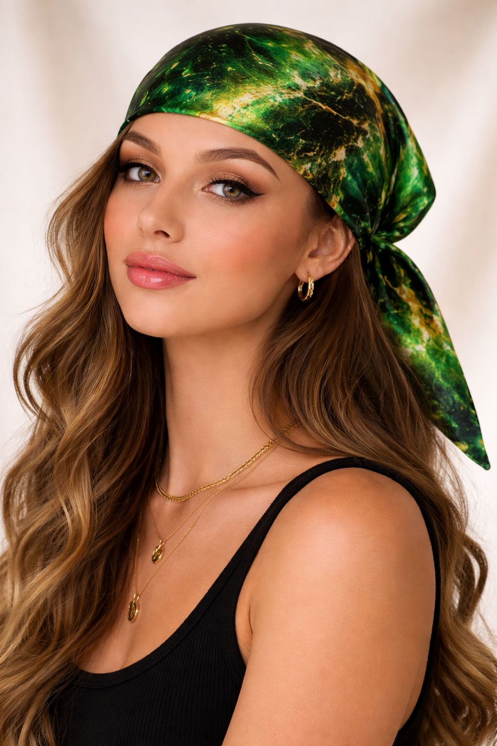 Emerald Ember  - 27 x 27 inches, (American crepe)