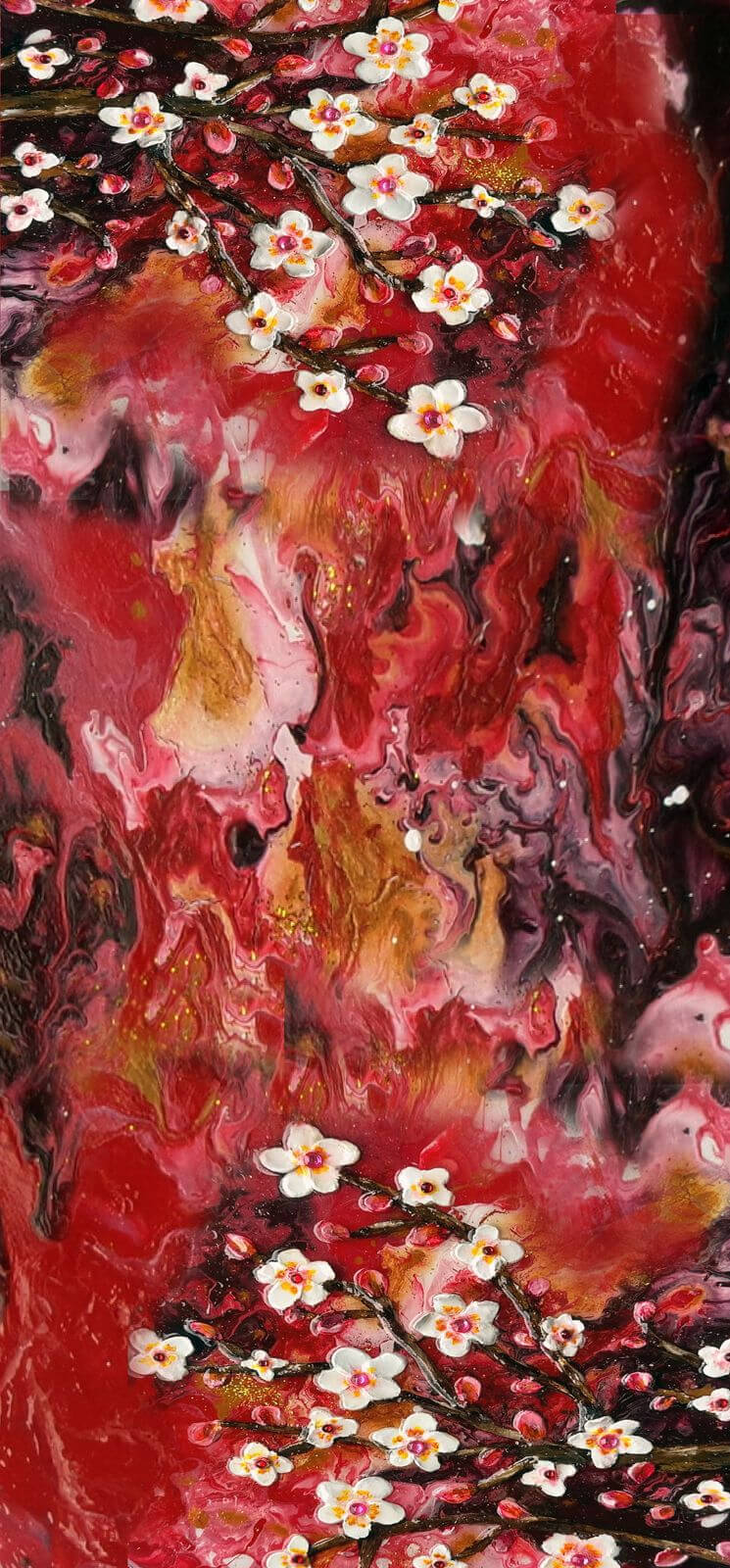 Cherry Blossom - 190 x 90 cm ( Banarasi Silk)
