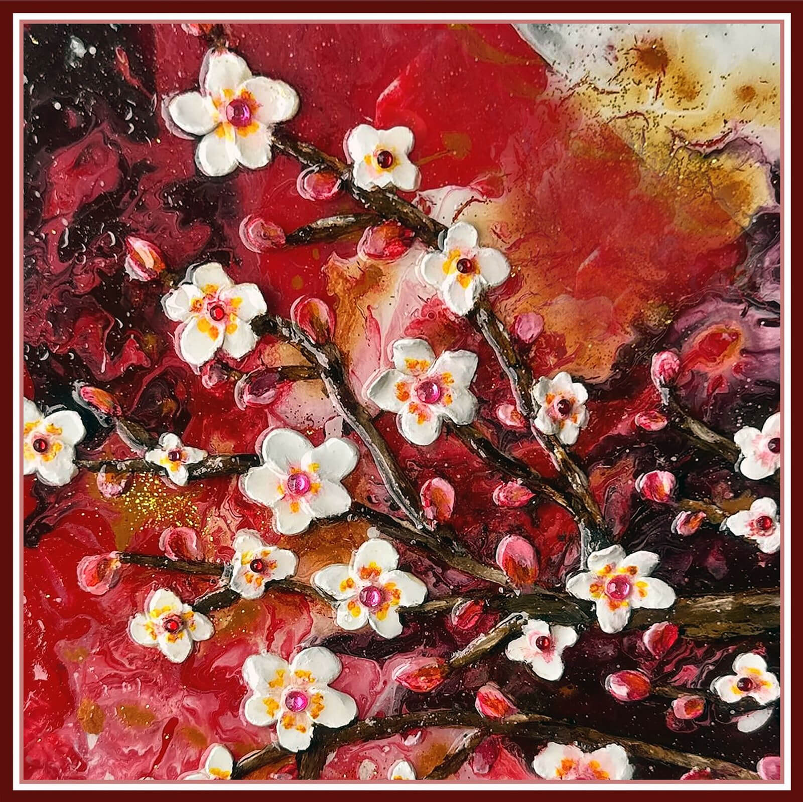 Cherry Blossom - 90 x 90 cm ( Banarasi Silk)