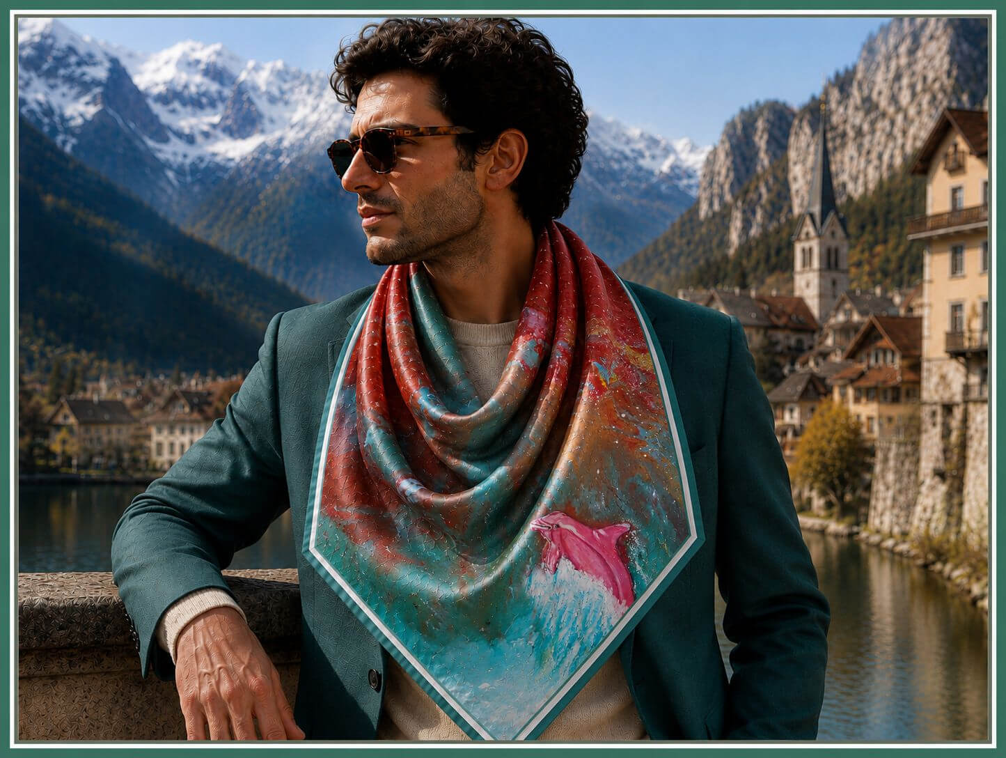 Pink Dolpin - 90 x 90 cm ( Banarasi Silk)