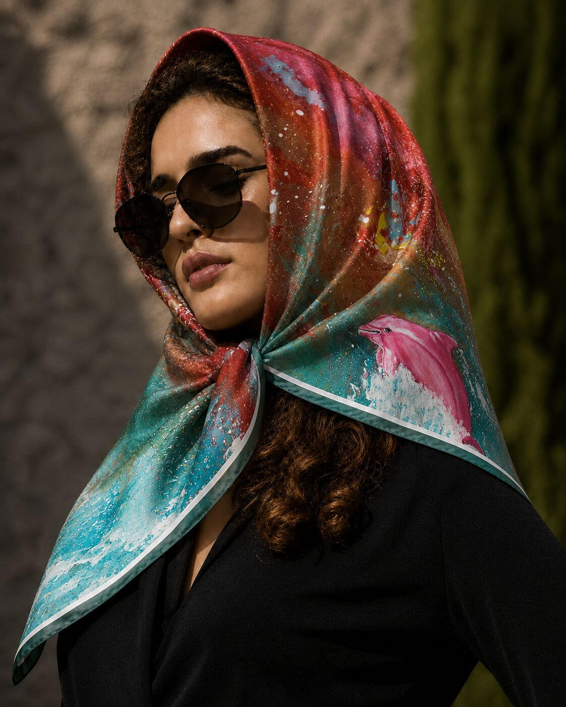 Pink Dolpin - 90 x 90 cm ( Banarasi Silk)