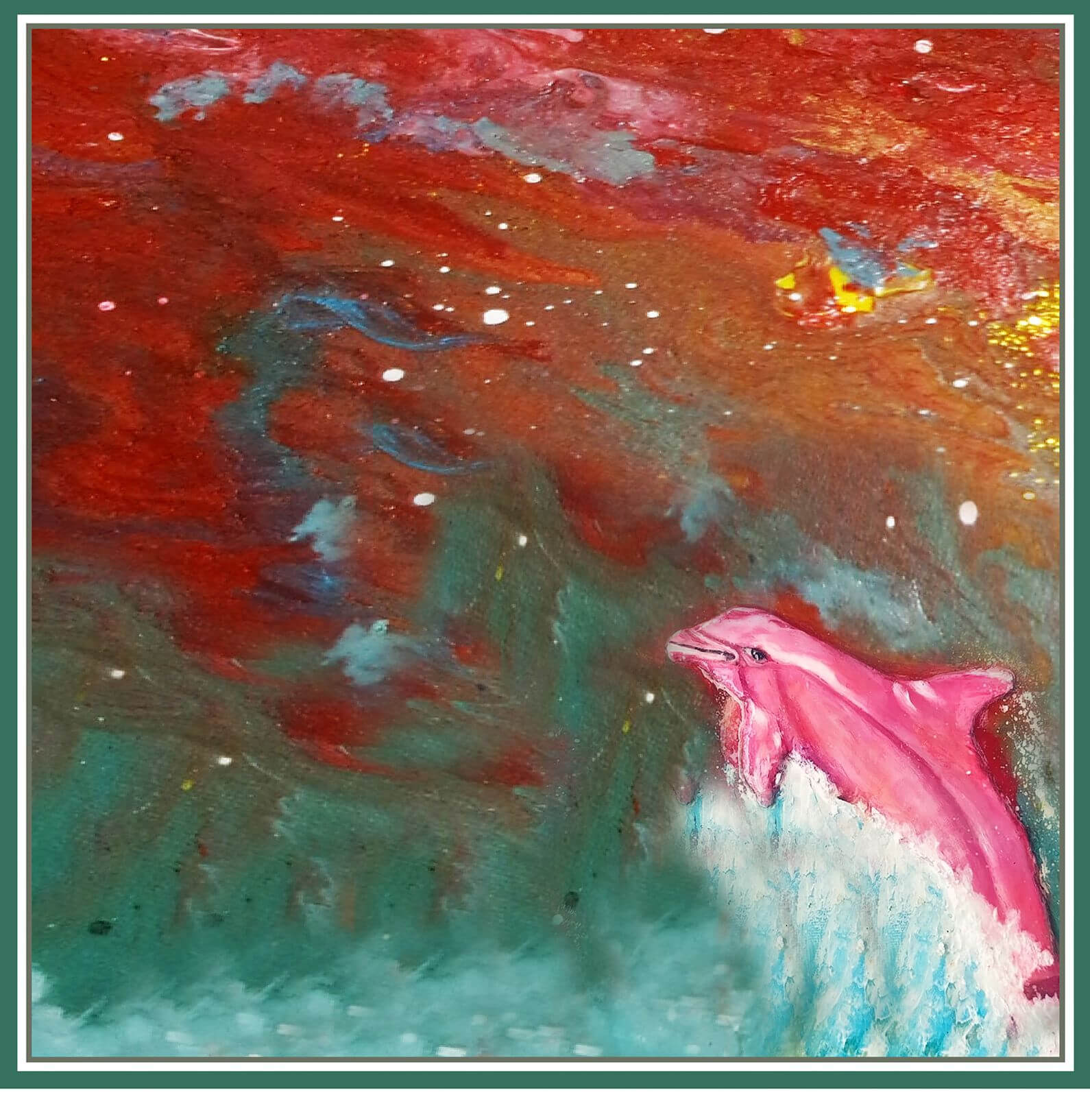 Pink Dolpin - 90 x 90 cm ( Banarasi Silk)