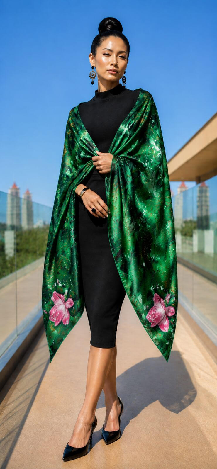 Pink lotus - 190 x 90 cm ( Banarasi Silk)