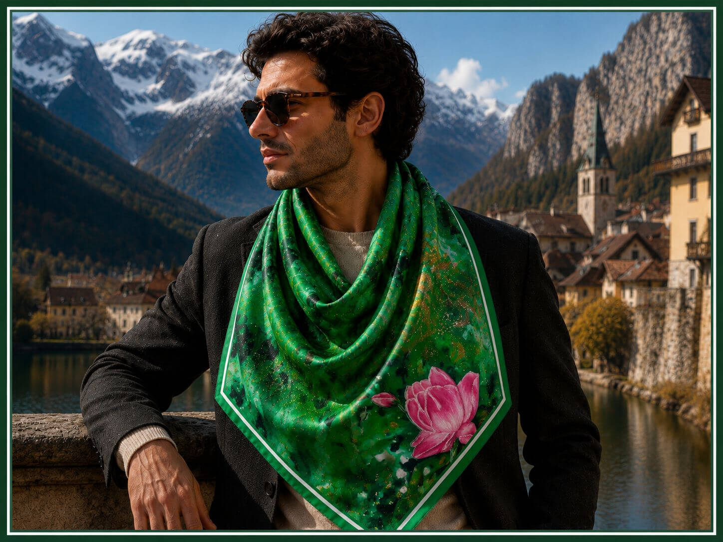 Pink lotus - 90 x 90 cm ( Banarasi Silk)