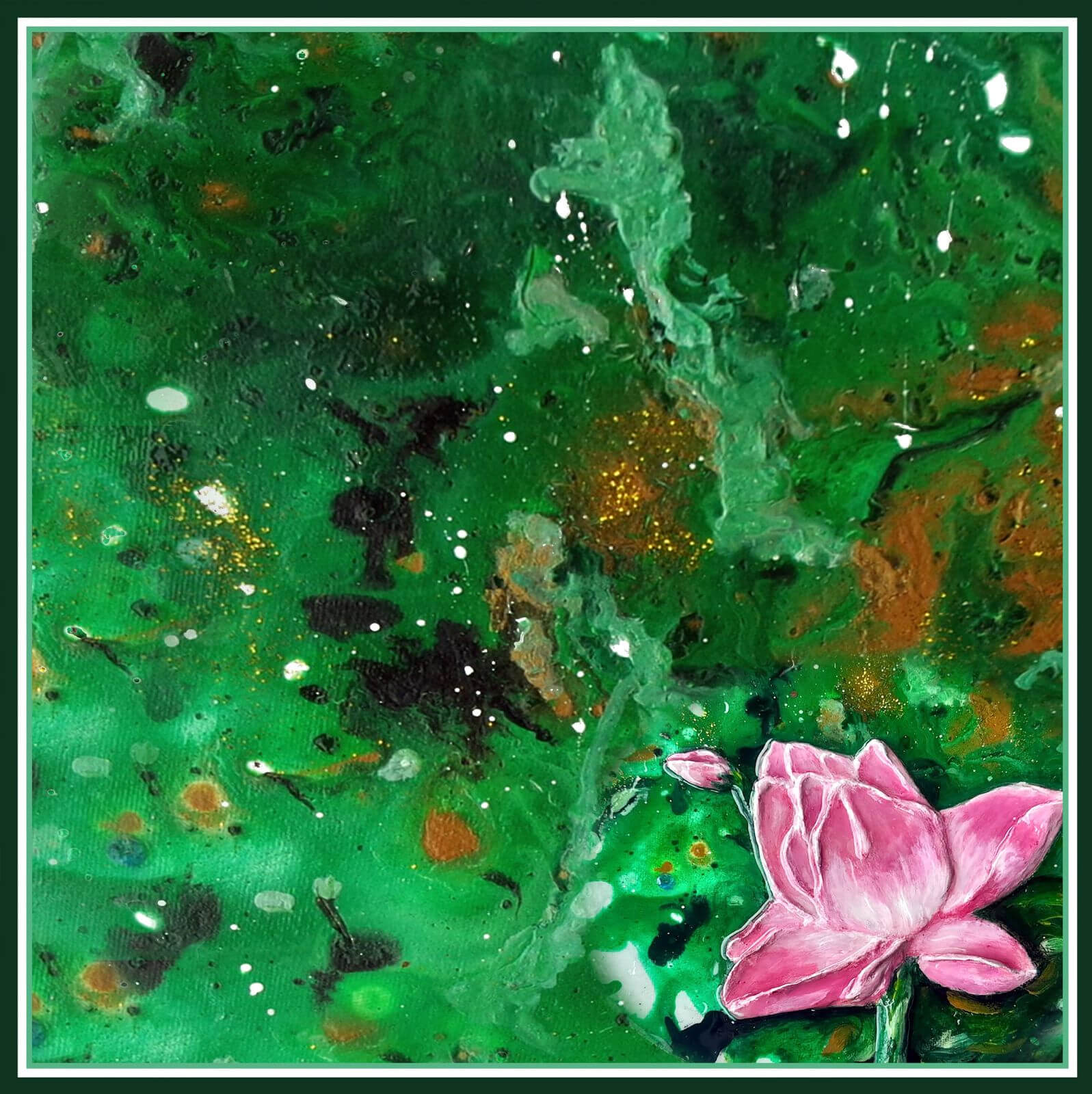Pink lotus - 90 x 90 cm ( Banarasi Silk)